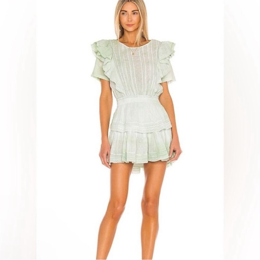 LoveShackFancy Mint Ruffle Mini Dress